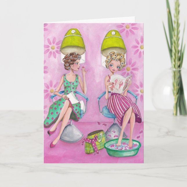 Stilvoll Pink Beauty Salon Girly Gruß Karte (Vorderseite)