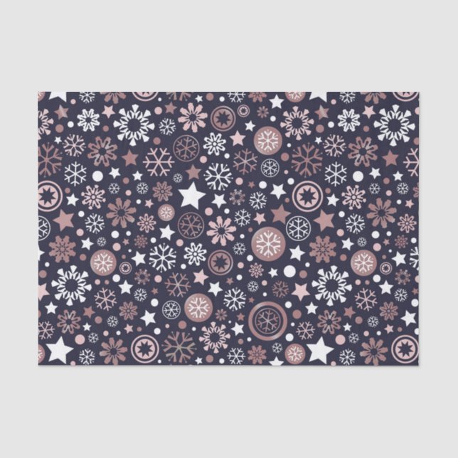 Stilvoll pinkfarbene goldfarbene Winterschneeflock Seidenpapier (Vorderseite)