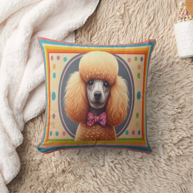 Stilvoll realistisch Niedlicher Poodle Dog farbenf Kissen (Decke)