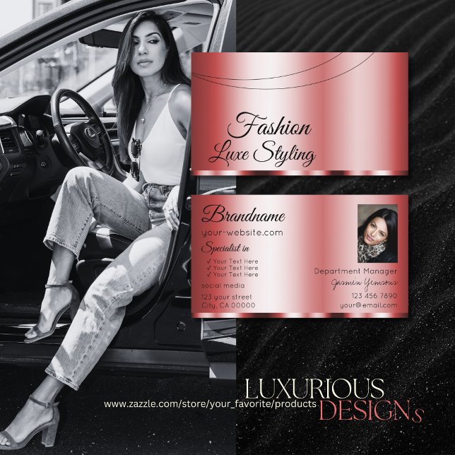 Stilvoll Red Chic Glamour mit Foto Beruflich Visitenkarte (Von Creator hochgeladen)