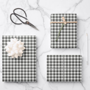 Stilvoll Retro Schwarz-weiß Gingham Kariertes Mus Geschenkpapier Set