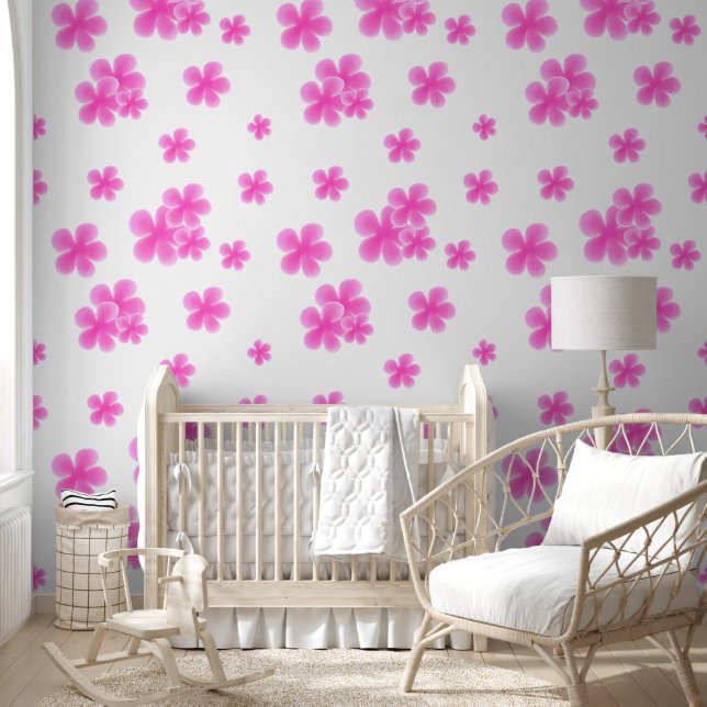 Stilvoll rosa Blume Peel and Stick Tapete (Kinder)
