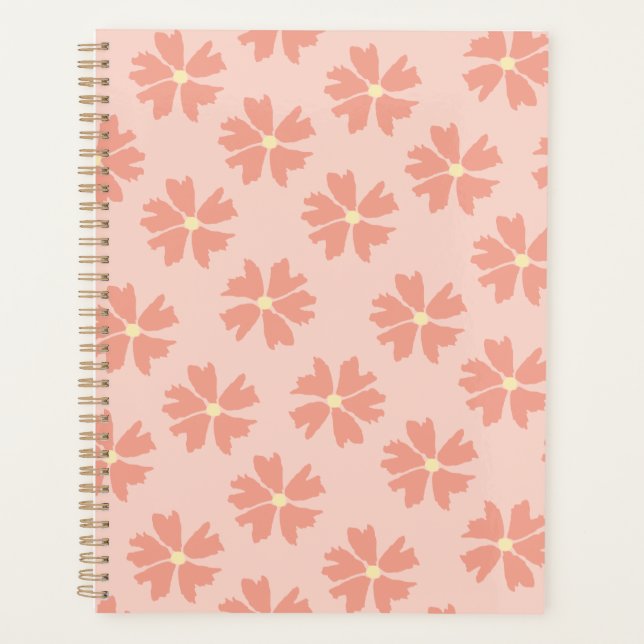 Stilvoll rosa Blumenmuster Pastellfarben Pink Planer (Vorderseite)