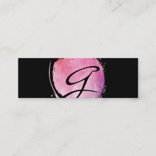 Stilvoll rosa Farbe Monogramm Extravaganter Text Mini Visitenkarte