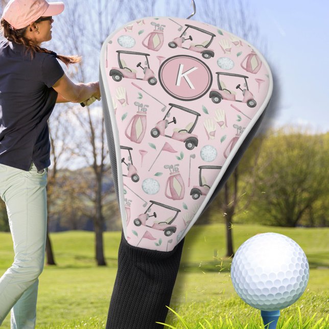 Stilvoll rosa Feminine Golf Design Custom Monogram Golf Headcover (Von Creator hochgeladen)