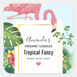 Stilvoll rosa Flamingo und Tropical Square Sticker