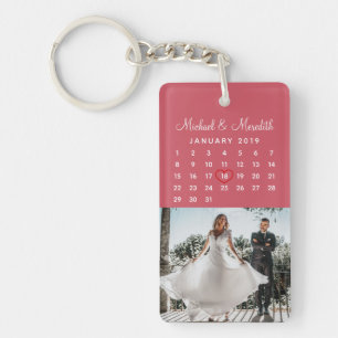 Stilvoll rosa Foto Hochzeitstag Schlüsselanhänger