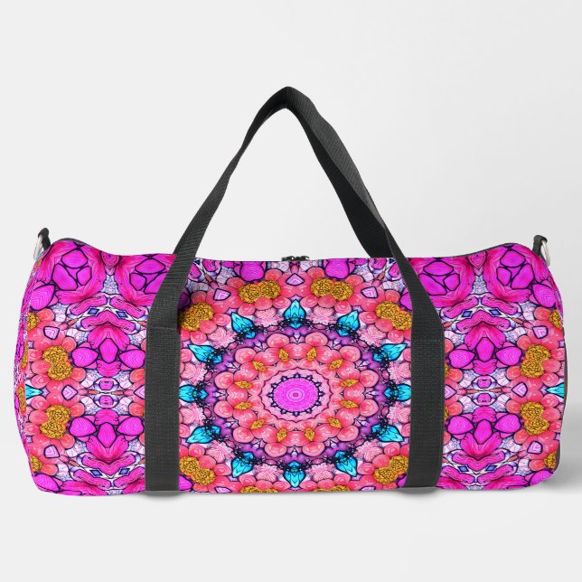 Stilvoll rosa geometrische Designduffeltasche Duffle Bag (Vorderseite)