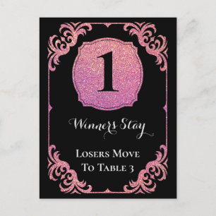 Stilvoll rosa Glitzer Bunco One Table Card Postkarte