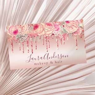 Stilvoll rosa Glitzer Tropfen Make-up & haar Visitenkarte
