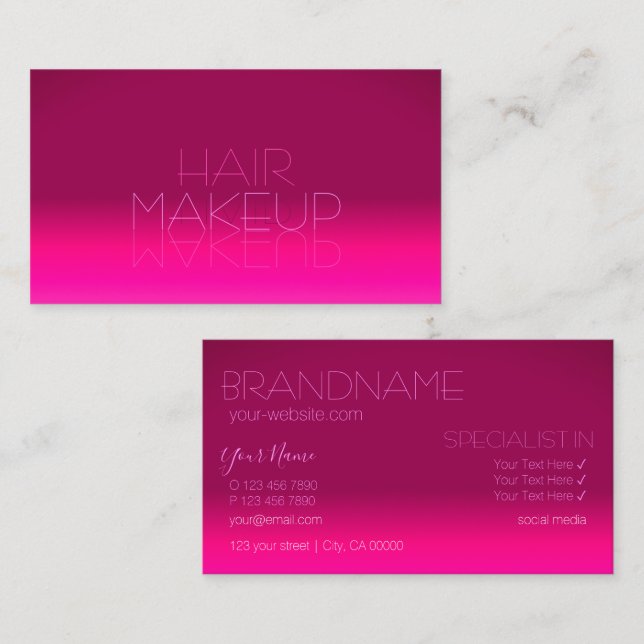 Stilvoll rosa Gradient Mirror Schriftart Classic M Visitenkarte (Vorne/Hinten)