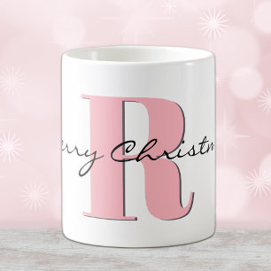 Stilvoll rosa Initial und fröhlich Weihnachts Clas Kaffeetasse