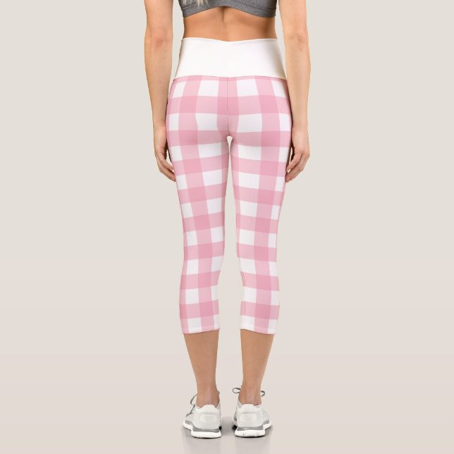Stilvoll rosa karierte Crop Pants Capri Leggings (Rückseite)