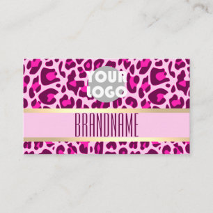 Stilvoll rosa Leopard Muster Haar Stylist Salon Visitenkarte