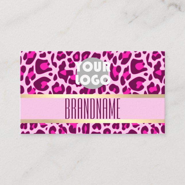 Stilvoll rosa Leopard Muster Haar Stylist Salon Visitenkarte (Vorderseite)