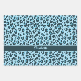 Stilvoll rosa lila Leopardendruck mit Namen Geschenkpapier Set