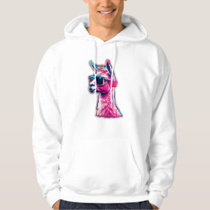 Stilvoll rosa Llama   Funky Synthwave Hoodie