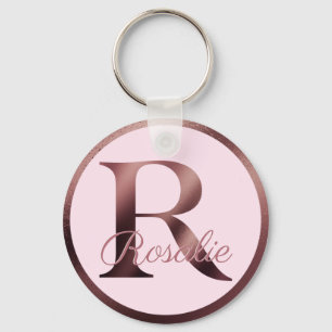 Stilvoll rosa Metallische Rose Gold Monogram Lette Schlüsselanhänger