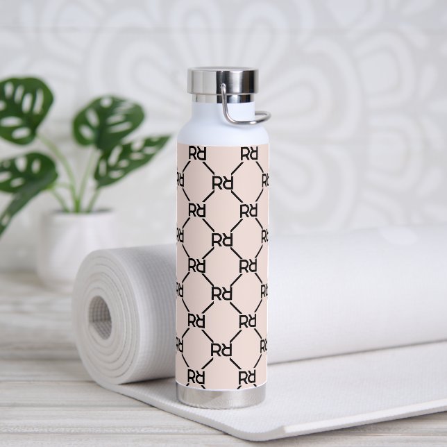 Stilvoll rosa Modernes Script Girly Monogram Initi Trinkflasche (Yoga)