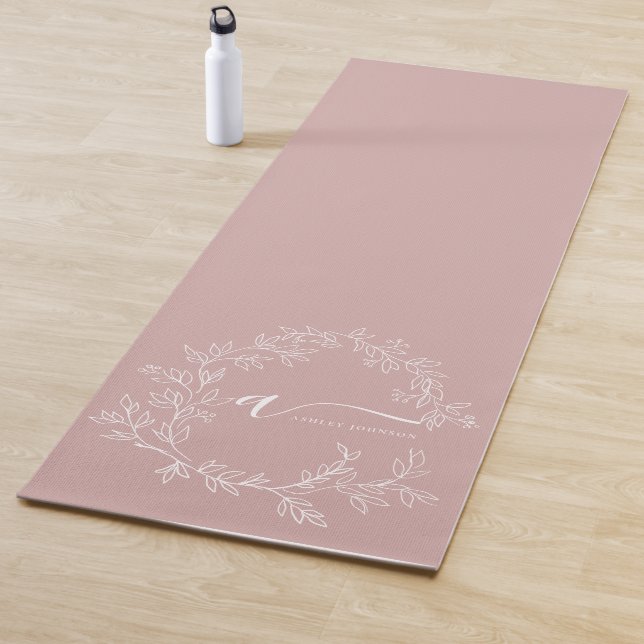 Stilvoll rosa Modernes Script Girly Monogram Name Yogamatte (Beispiel)