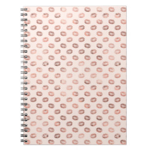 Stilvoll Rosa Rose Gold Kupfer Lipstick Kiss Notizblock