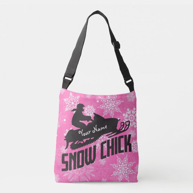 Stilvoll rosa Schneemobil Schneekick Tragetaschen Mit Langen Trägern (Vorderseite)