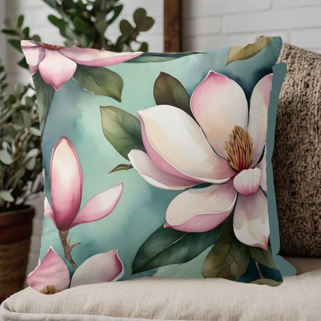 Stilvoll rosa und grüne Blumenkissen Kissen (Von Creator hochgeladen)
