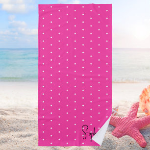 Stilvoll Rosa & Weiß Modernes Dot-Muster Girly Strandtuch