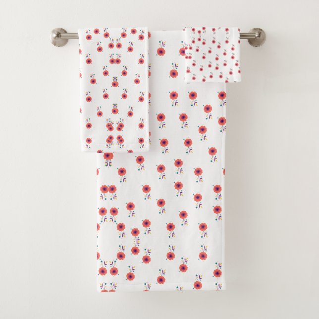 Stilvoll rosa Wildblumen Badhandtuch Set (Insitu)