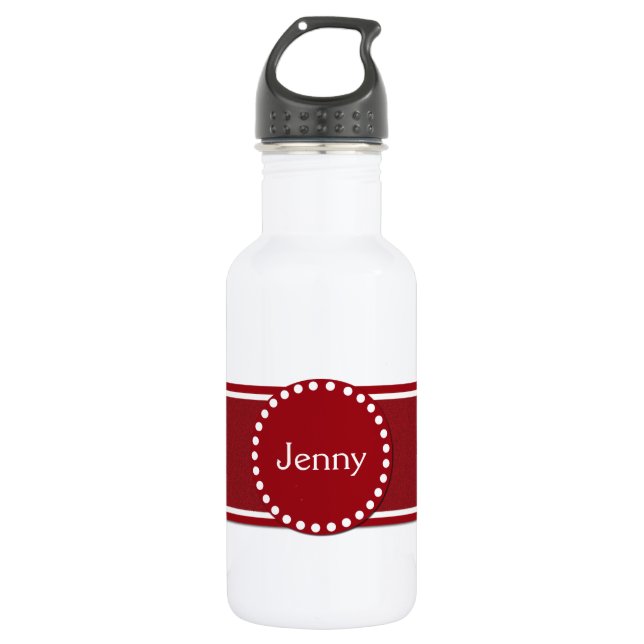 Stilvoll rot und weiß edelstahlflasche (Vorderseite)