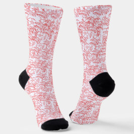 Stilvoll rotes Blumenmuster auf Weiß Socken