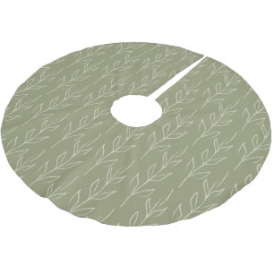 Stilvoll rustikal botanisch in Sage Green  Polyester Weihnachtsbaumdecke