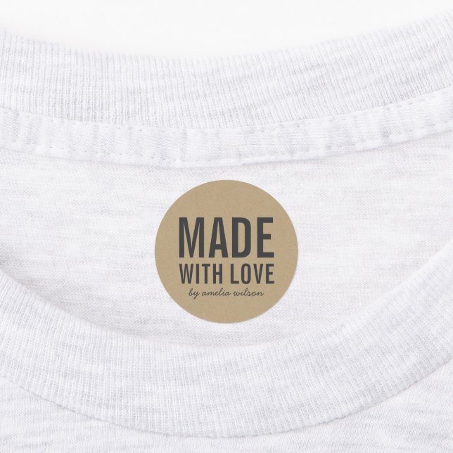 Stilvoll Rustikal Made with Liebe Imitats Kraft Etiketten (Befestigt)