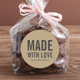 Stilvoll Rustikal Made with Liebe Imitats Kraft Runder Aufkleber