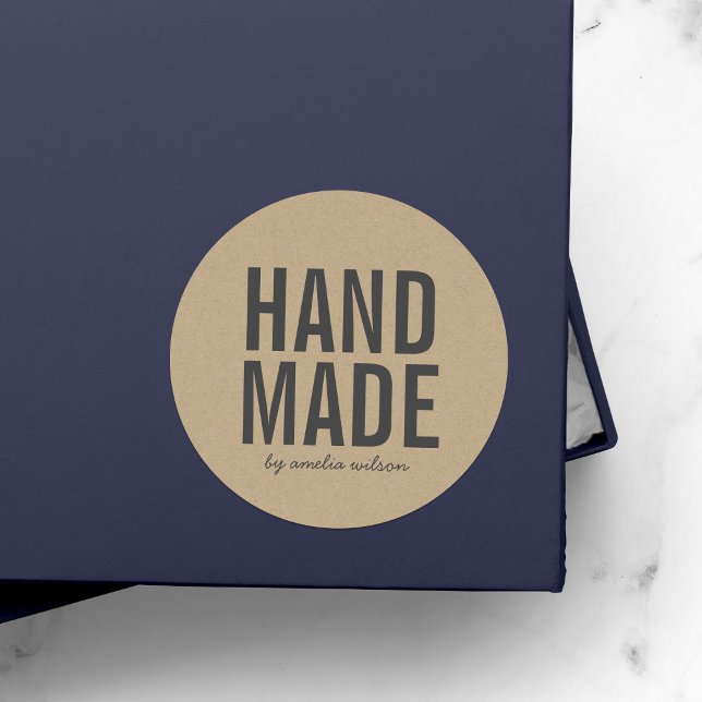 Stilvoll Rustikale, handgefertigte Imitate Kraft Runder Aufkleber (Von Creator hochgeladen)