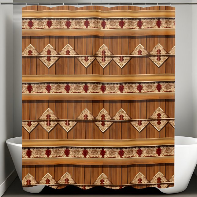 Stilvoll rustikaler Duschvorhang im Badezimmer (Von Creator hochgeladen)