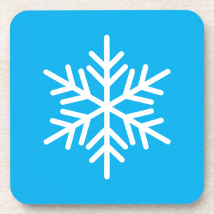 Stilvoll schick White Nordic Snowflake auf Azure B Getränkeuntersetzer