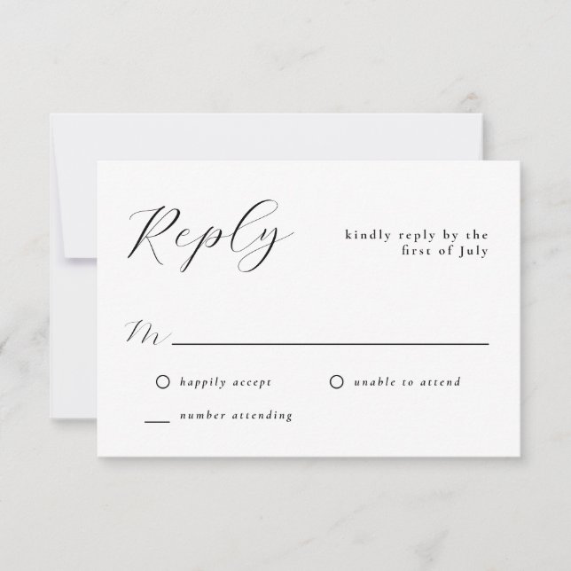 Stilvoll schlichter Minimal Classic Wedding RSVP Karte (Vorderseite)