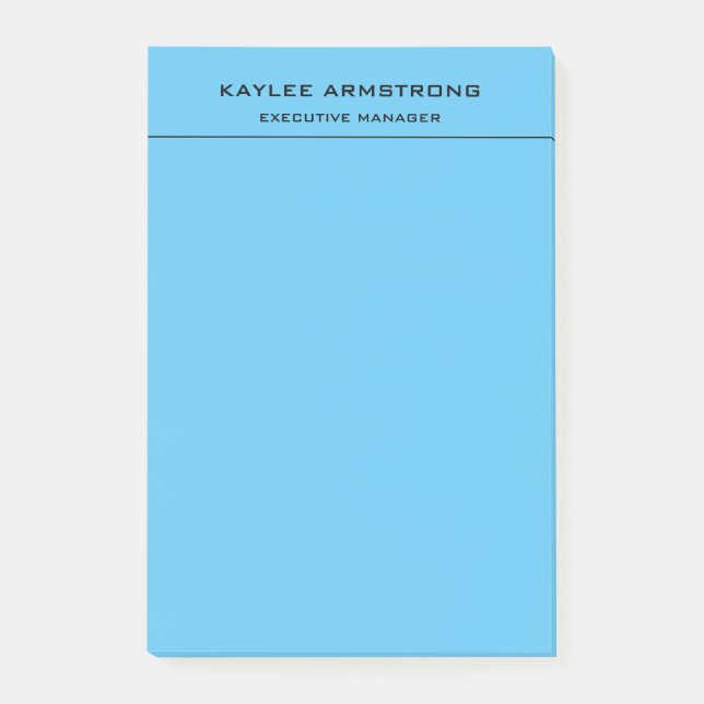 Stilvoll Schlichtes Simple Beruflich Sky Blue Post-it Klebezettel (Vorderseite)