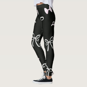 STILVOLL SCHÖNE KLASSISCHE VINTAGE-SCHLEIFE SCHWAR LEGGINGS