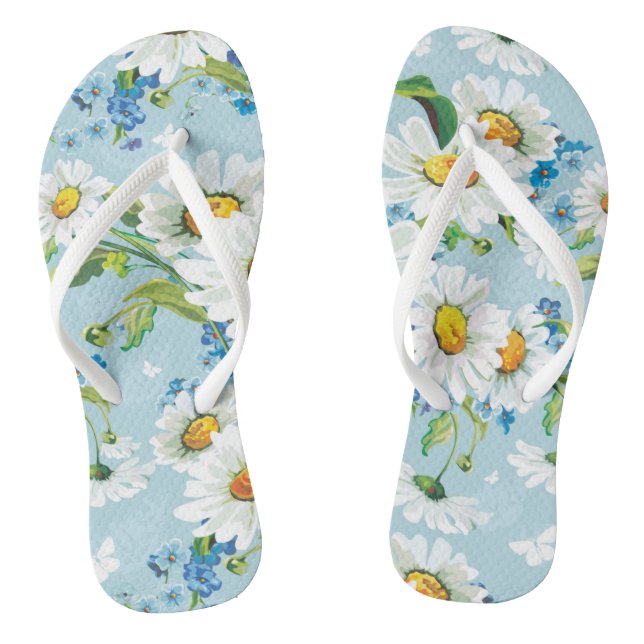 Stilvoll schönes, helles Blumenmuster 2 Flip Flops (Fußbett)