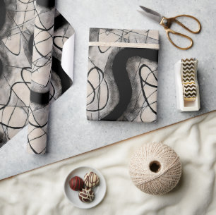 stilvoll schwarz abstrakt modern geschenkpapier