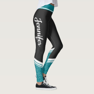 Stilvoll schwarz und aquamarin blau bläulich-weiß. leggings