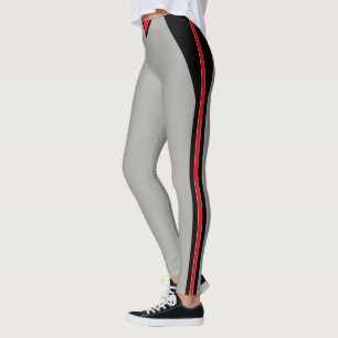 Stilvoll schwarz und rot gestreift auf leicht silb leggings
