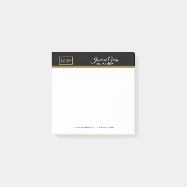 Stilvoll Schwarz-Weiß Post-it Klebezettel (Vorderseite)