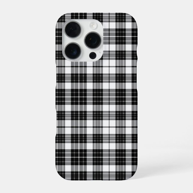 Stilvoll Schwarz-Weiß-Tartan Kariert iPhone 16 Pro Hülle (Rückseite)