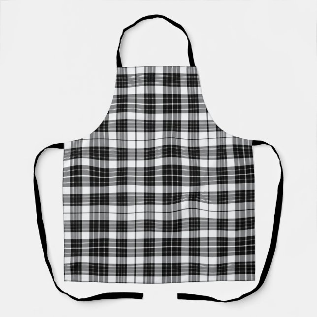 Stilvoll Schwarz-Weiß-Tartan Kariert Schürze (Vorderseite)