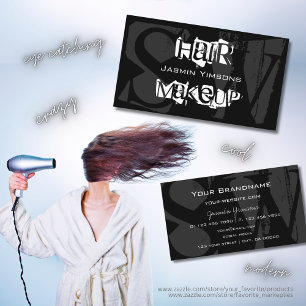 Stilvoll Schwarz-weiß und grau mit Monogram Modern Visitenkarte