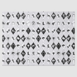 Stilvoll Schwarz-weißes Reittier Diamond Muster Seidenpapier