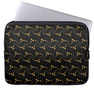 Stilvoll schwingende goldene Polka-Punkte auf schw Laptopschutzhülle